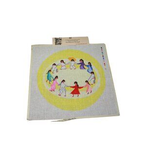 Rare Authorized DeGrazia Handpainted Needlepoint Canvas 14" Circle Sundance Desi